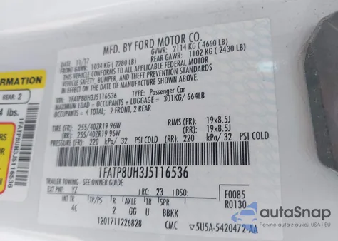 2018 Ford Mustang from USA, damaged, VIN 1FATP8UH3J5116536